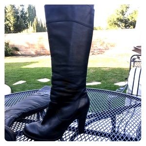 Aldo Black leather heeled boots